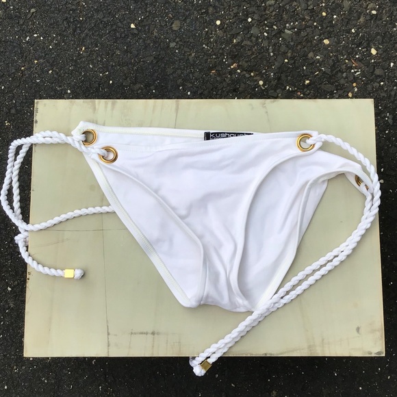White bikini 2 tops: Butterfly jewel and button - Picture 8 of 16